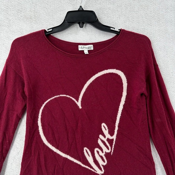 Neiman Marcus 100% Cashmere Sweater Womens MEDIUM Red Long Sleeve Love Heart - Picture 3 of 14